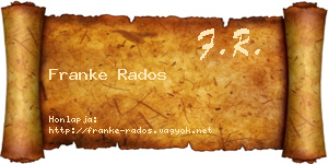 Franke Rados névjegykártya